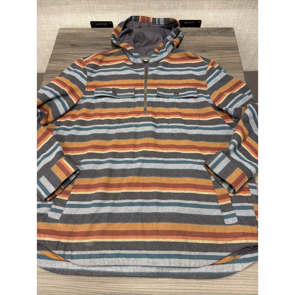 Men's LL Bean Signature Chamois Cloth Striped Slim-Fit Hoodie Pullover XLR